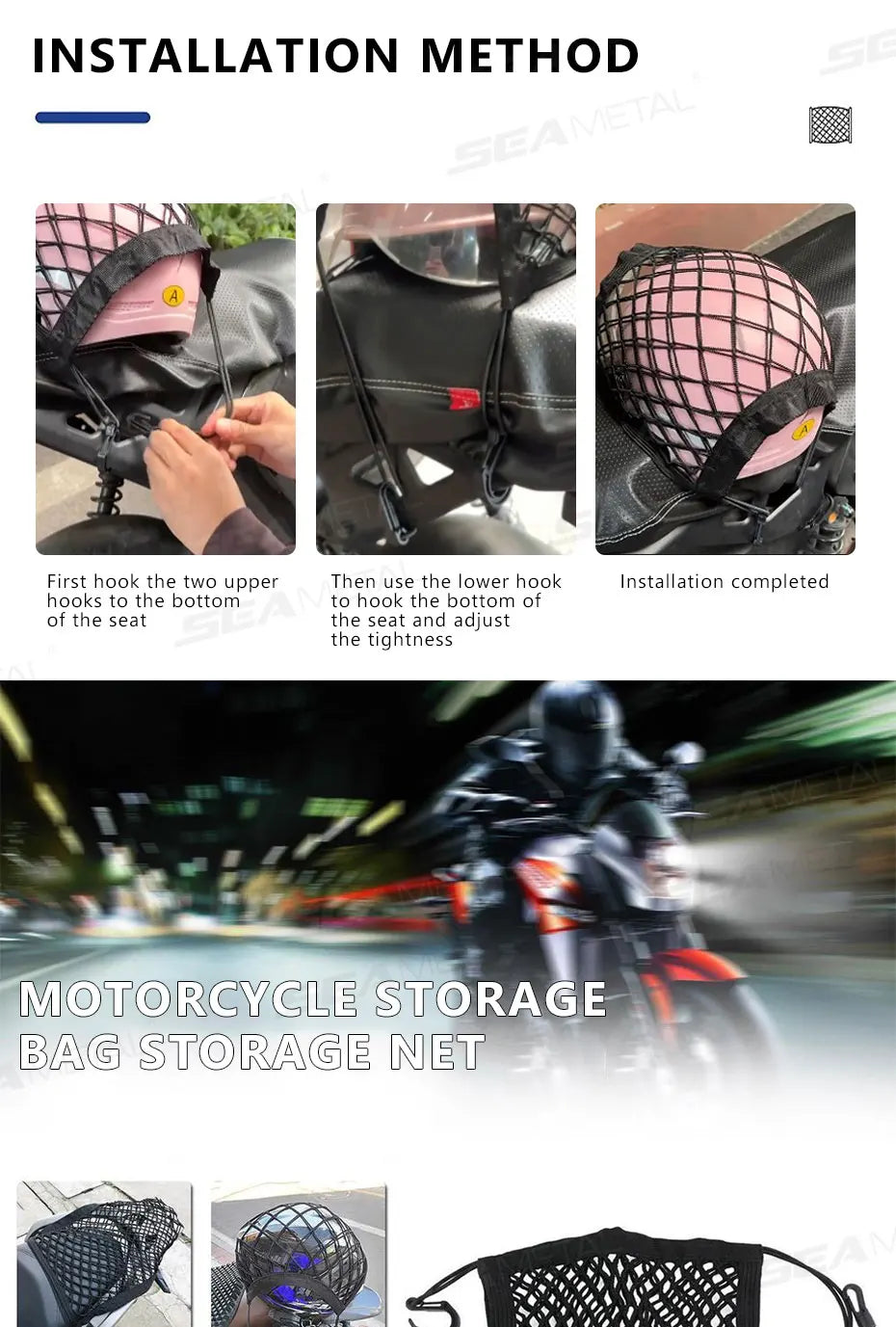 (Storage Net) 🔗 High Elastic ✨  3 Connects For Personal Use, Cars, Bicycle's, Motorcycles, Scooters, etc.