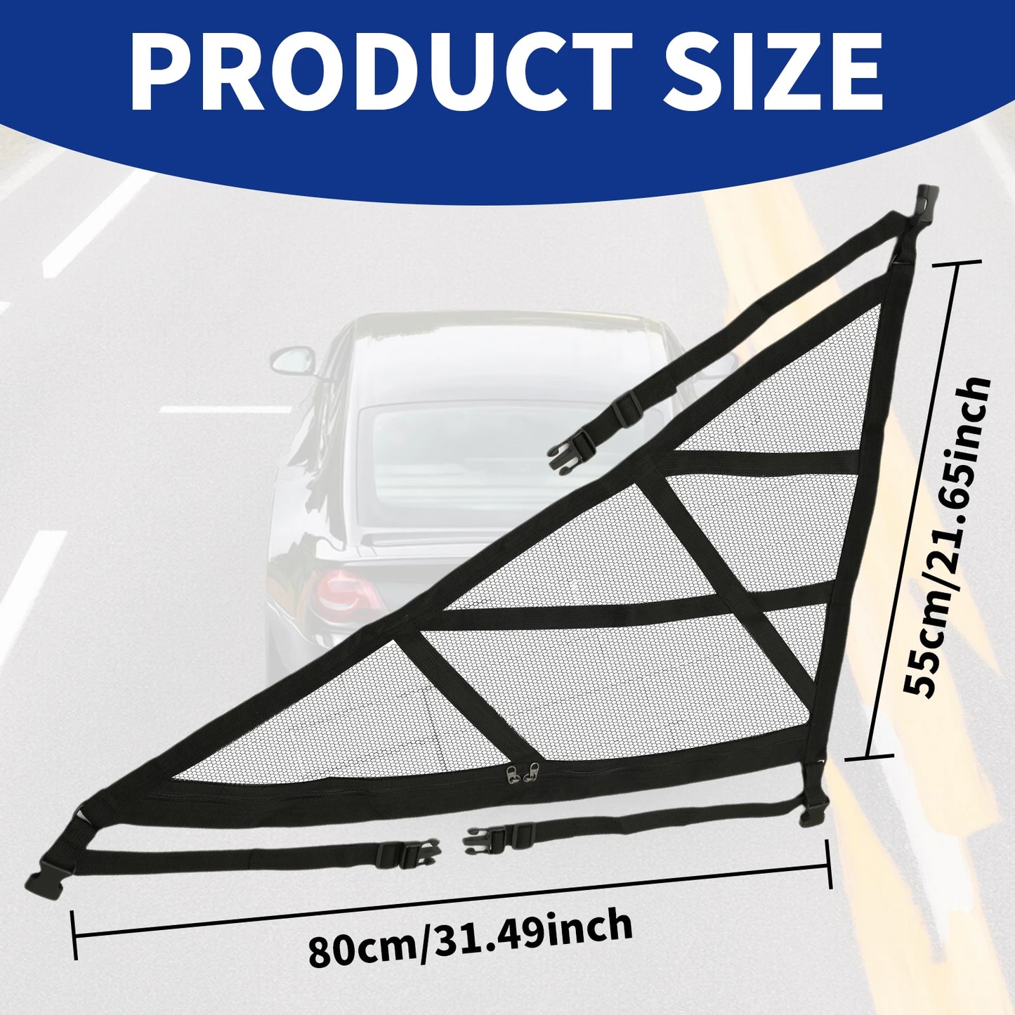 Triangular Ceiling Storage Net Double-Layer Mesh Net Anti-Fall SUV Roof Organizer Adjustable Car Interior Cargo Storage Bag 2024