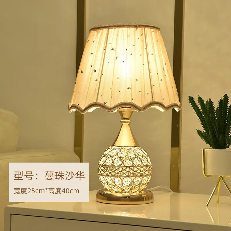 European-Style Crystal Table Lamp Ins Simple Modern Bedroom Warm Romantic Fashion Creative Decorative Bedside Lamp