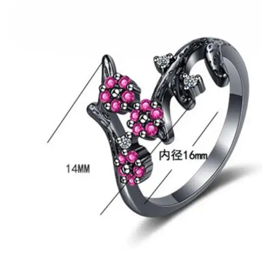 Flower Created Pink Sapphire 925 Sterling Silver Plum Blossom Ring for Women Fashion Gemstone Jewelry Engagement Wedding Gift