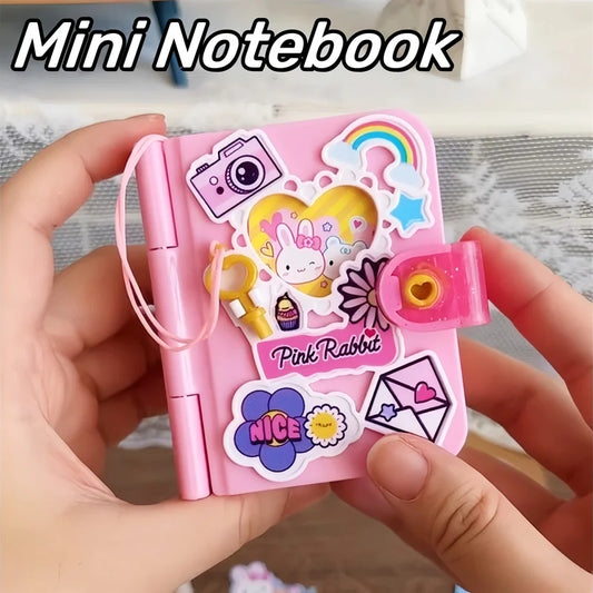 Cartoon Pink Rabbit Secret Mini Notebook Secret Diary Creative Handmade Diy Simulation Girl Toy Set Gift Birthday Gift