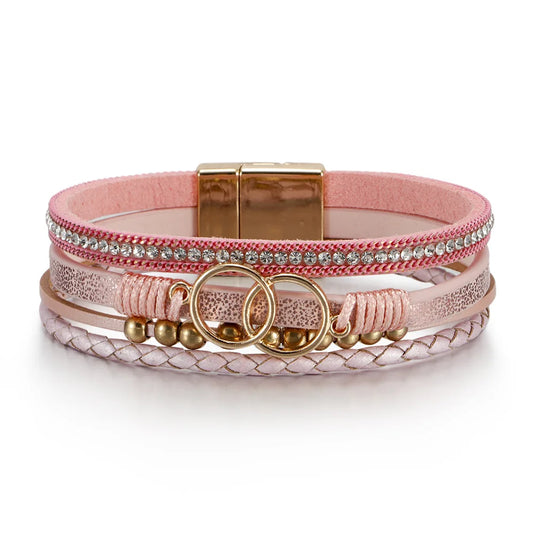 Beautiful Leather Bracelet Multi-Layer Handmade Women's Woven Bracelet  Fashion Luxury Design Jewelry  Bracelet Gift