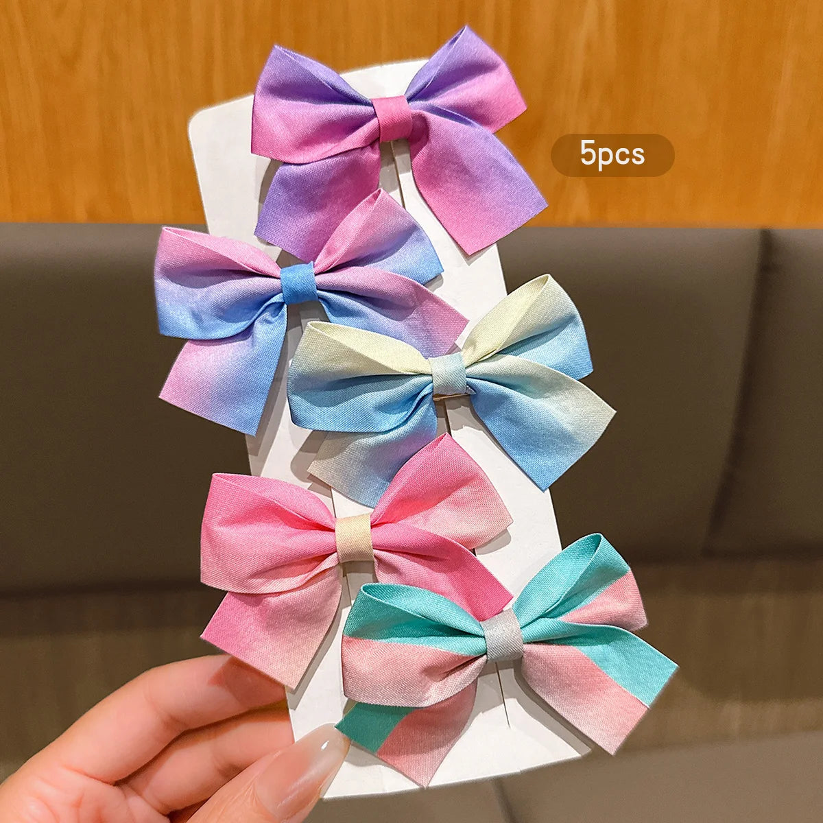 5 colorful bow hair clips, cute and fashionable fabric hair accessories suitable for daily use