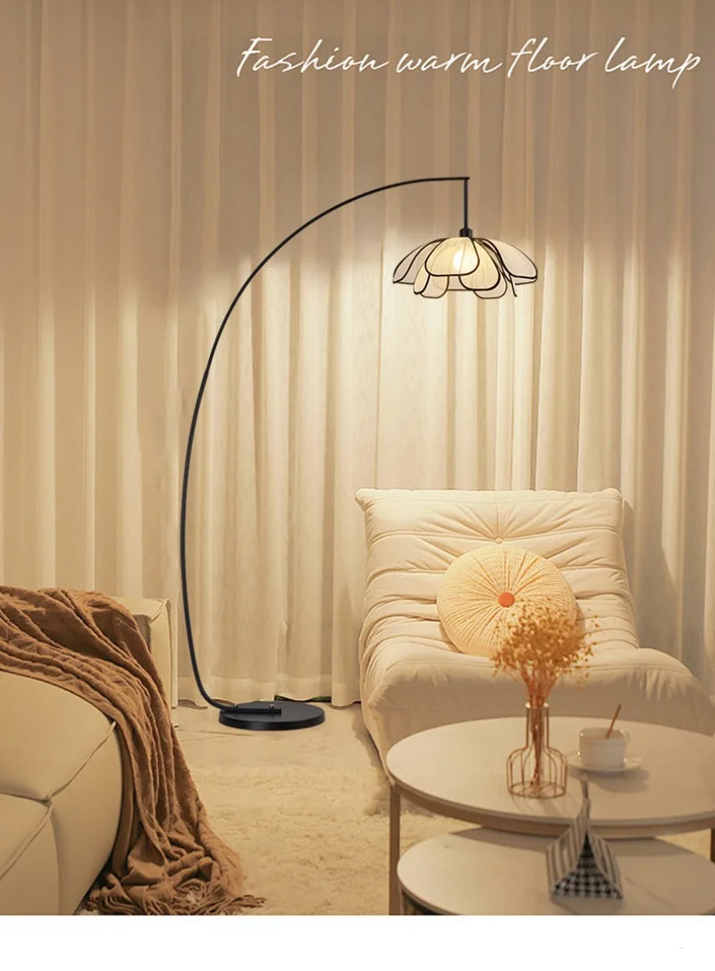 Retro Flower Floor Lamp Japanese Style Living Room Bedroom Fishing Light Modern Luxury Creative Home Decoration Accessories