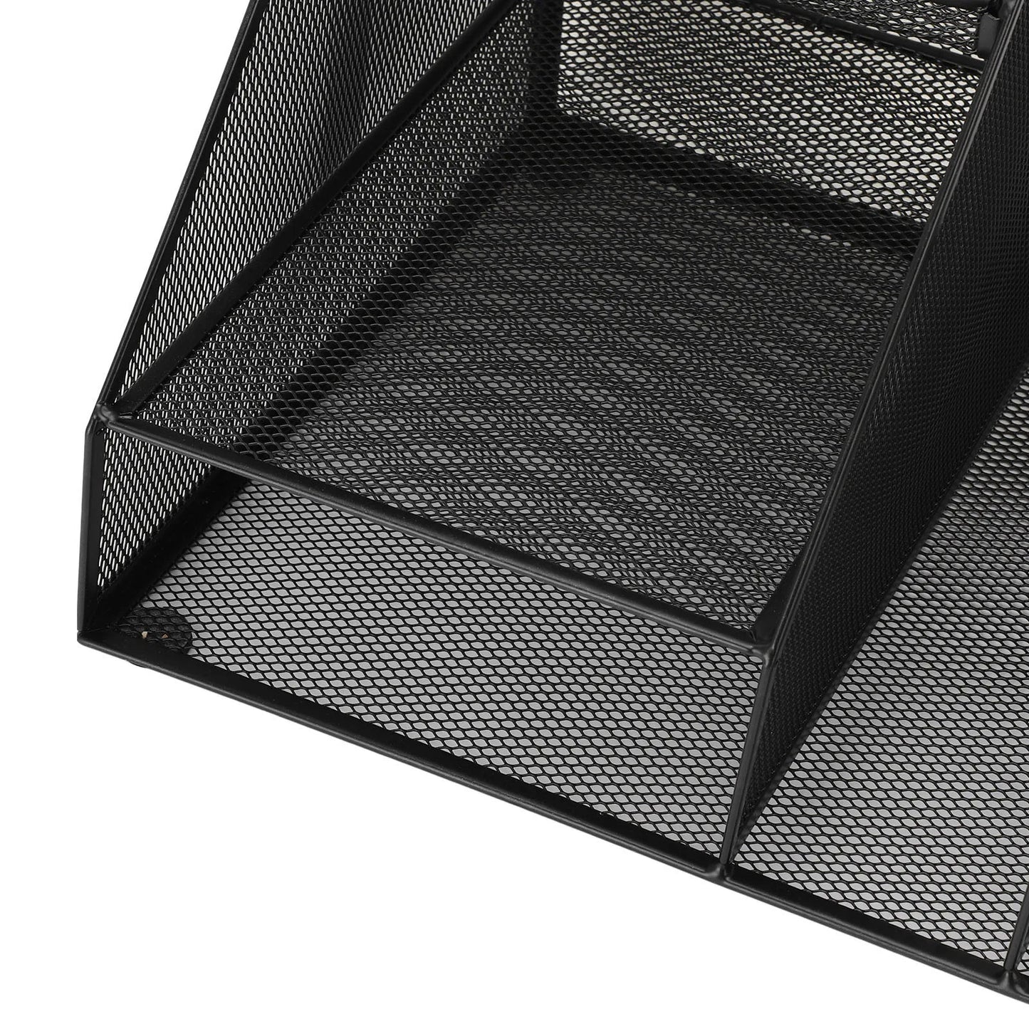 Office Supplies Organizer with Pen Holder Metal Mesh Desktop Organizer Black Iron Multifunctional File Organizer for Home School