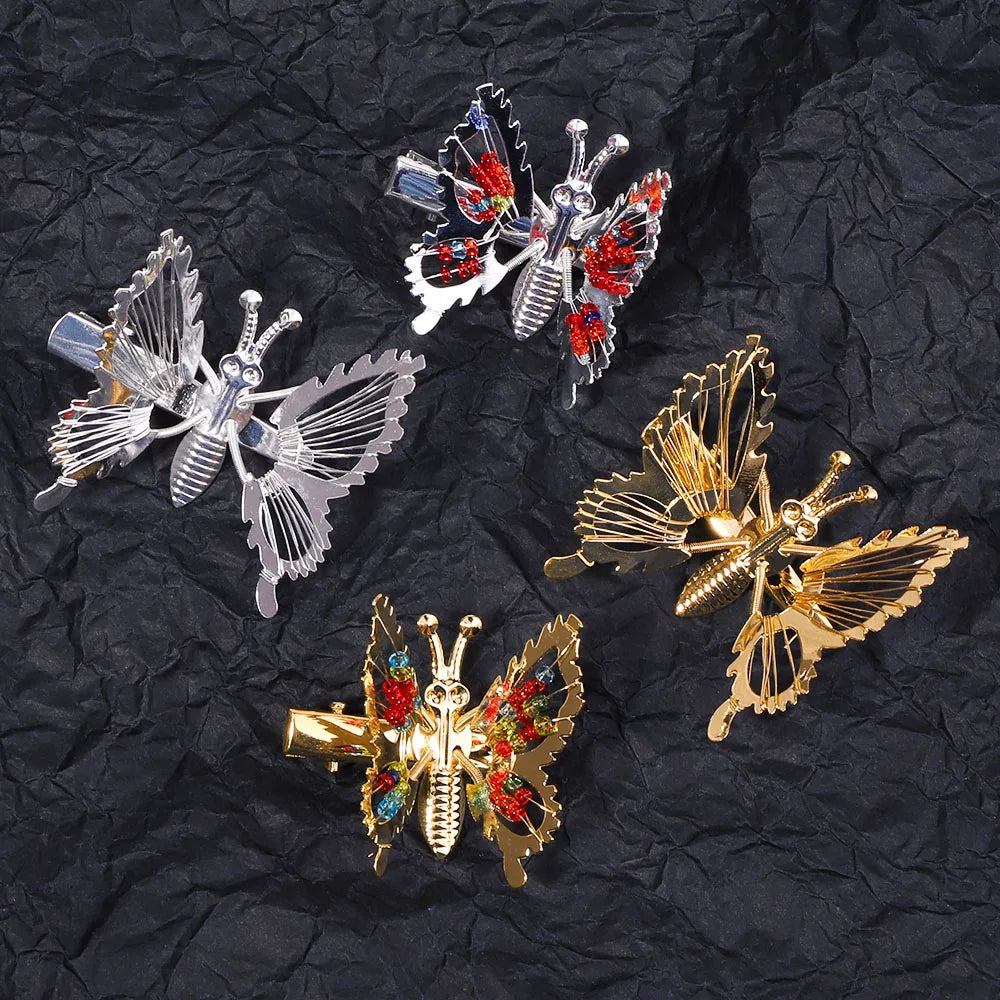 2Pcs/Set Fashion Metal Gold Hollow Butterfly Hairpins For Women Girls Hair Ornament Clip Barrette Headband Hair Accessories