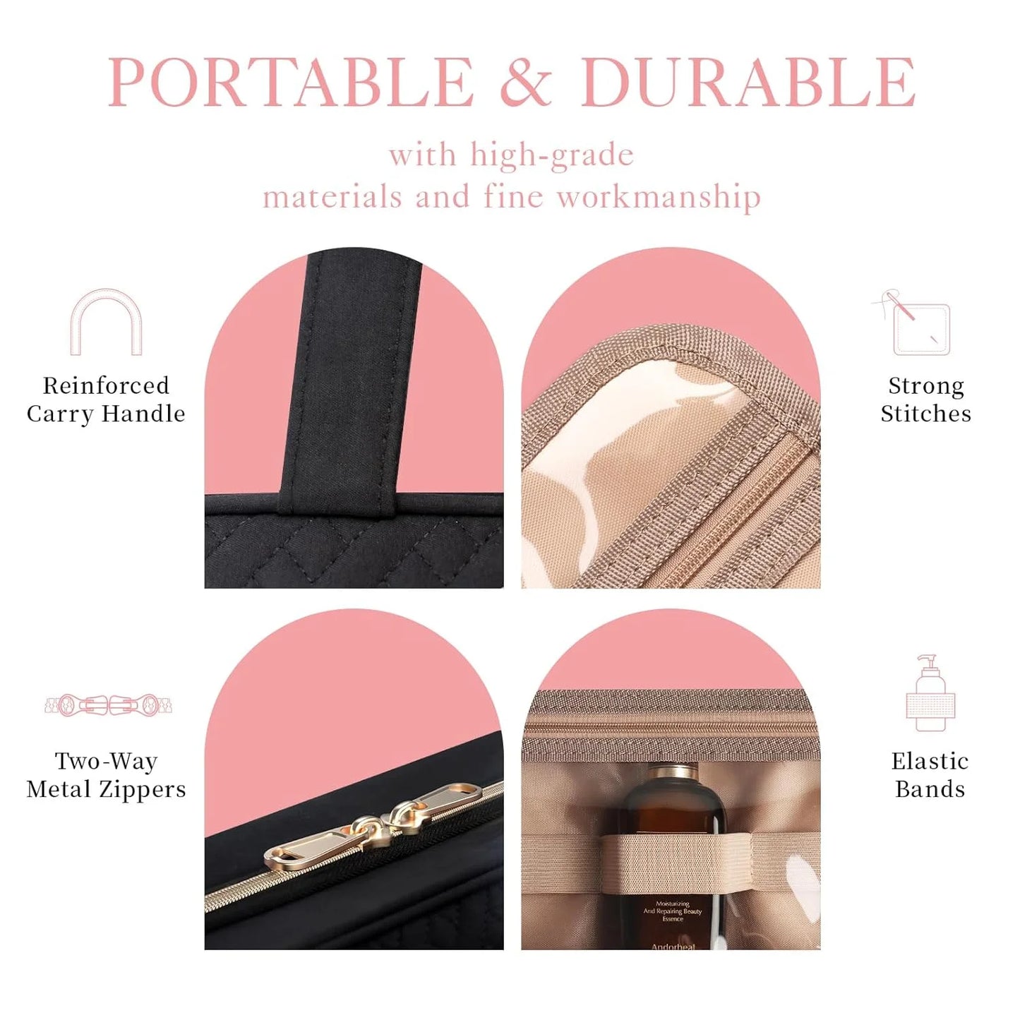 Travel Toiletry Bag with Hanging Hook Big Comparment Waterproof Makeup Bag for Women Men Travel Accessories Cosmetic Organizer