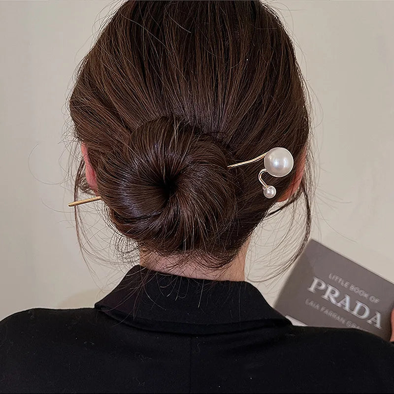 Fashion Women Simulated Pearl Hairpins Metal Barrette Clip Wedding Bridal Tiara Hair Accessories Wedding Hairstyle Design Tools