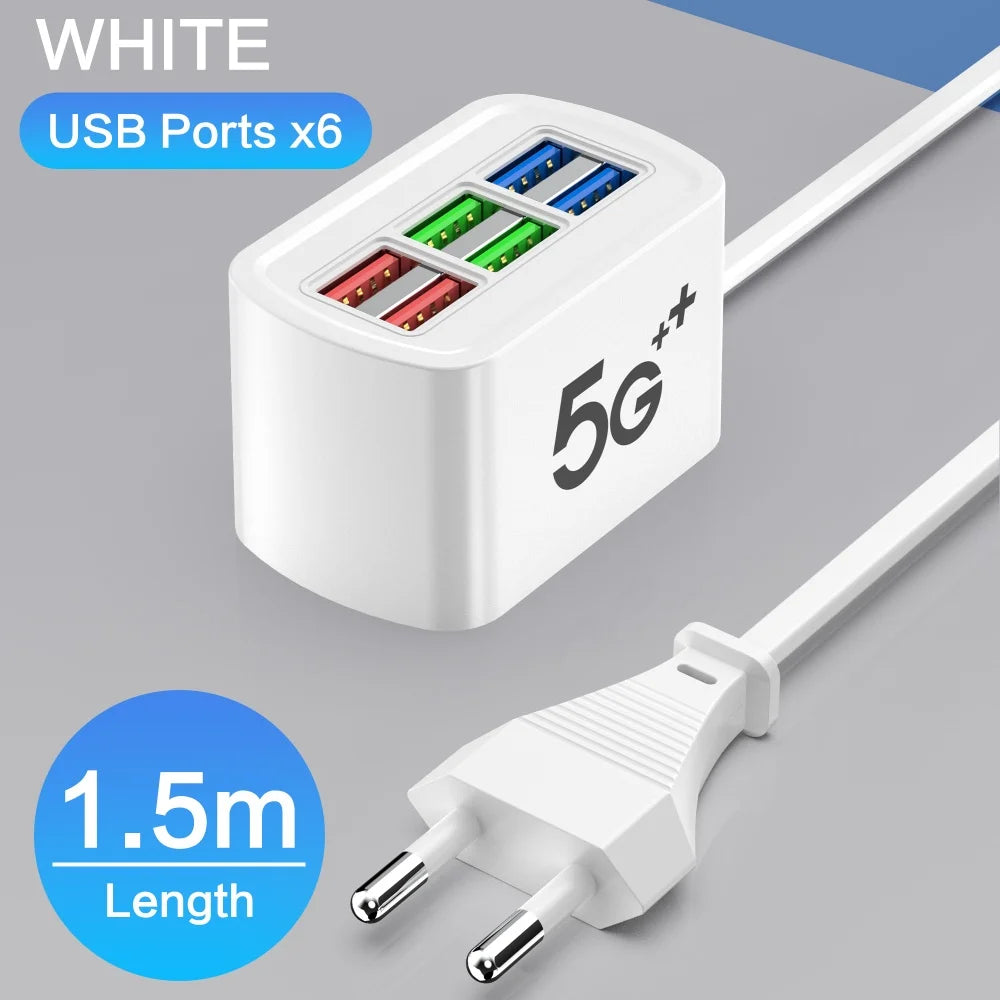 Universal Power Strip Electric Socket 6 USB Ports Multifunction Extension Cable Table Socket EU US Plug Phone Charger Adapter