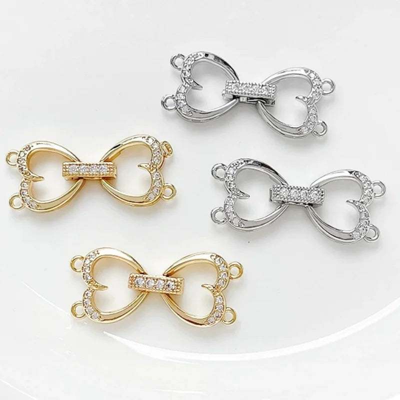 1 Piece Jewelry Making Connecting Buckle Accessories Heart-shaped Double Circle DIY Pearl Necklace Bracelet Multifunctional Lock