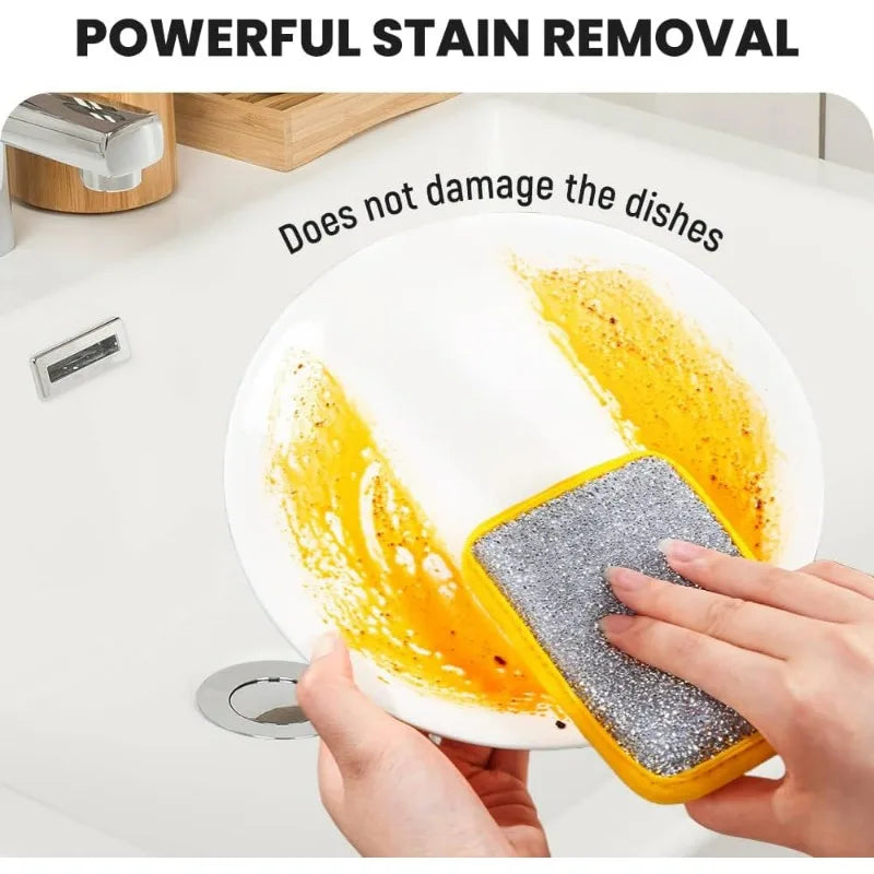 Dish Sponge 5X Cleaning Sponge Reusable Absorbent Pads Double Sided Scrubber Dishcloths Washcloths for Pan Dishwasher House