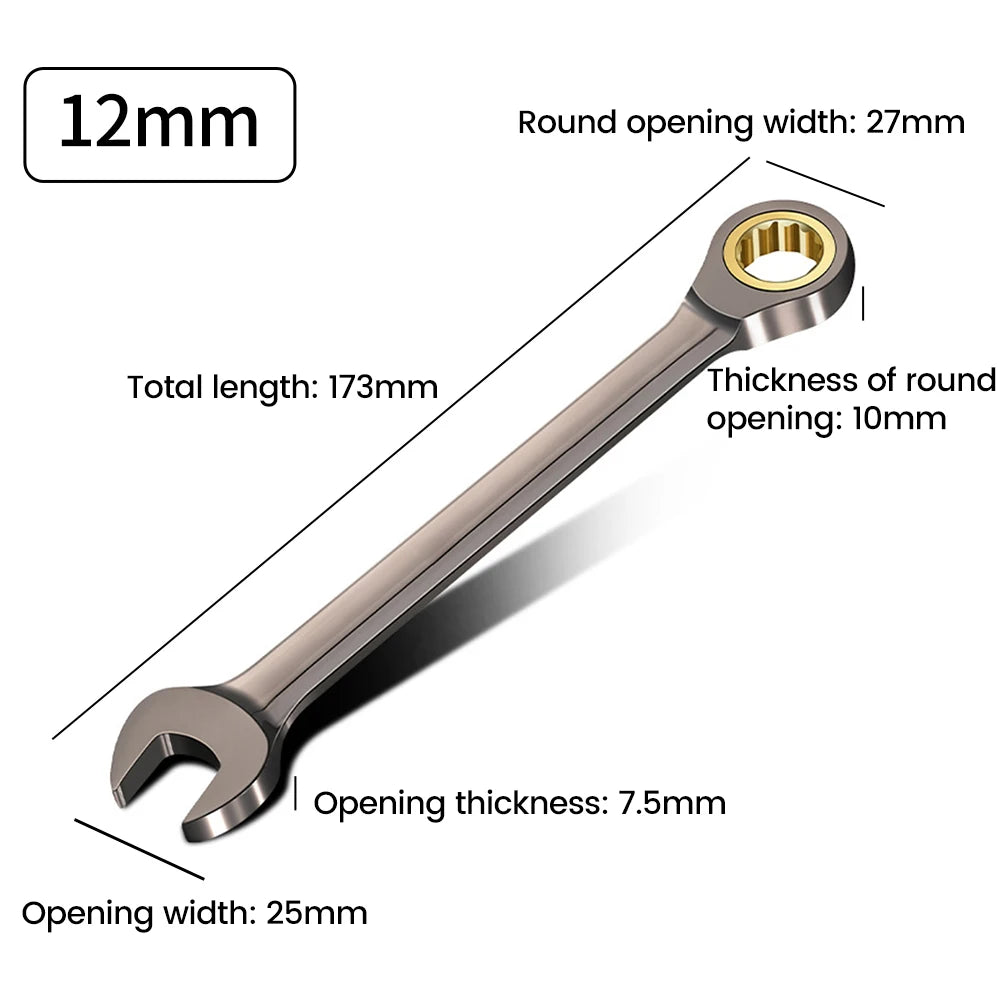 Universal Torx Wrench Adjustable Torque 7-12mm Ratchet Spanner Two-way Fast Plum Ratchet for Bicycle Motorcycle Car Repail Tool
