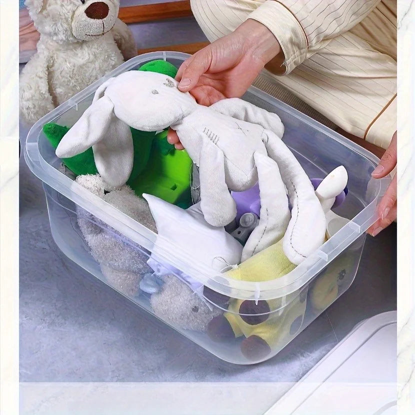 [Clear Plastic Storage Box] with Snap-Lock Lid | Square Organizer for Home,Toys,Snacks,Clothes & Bedding|Multi-Purpose Container