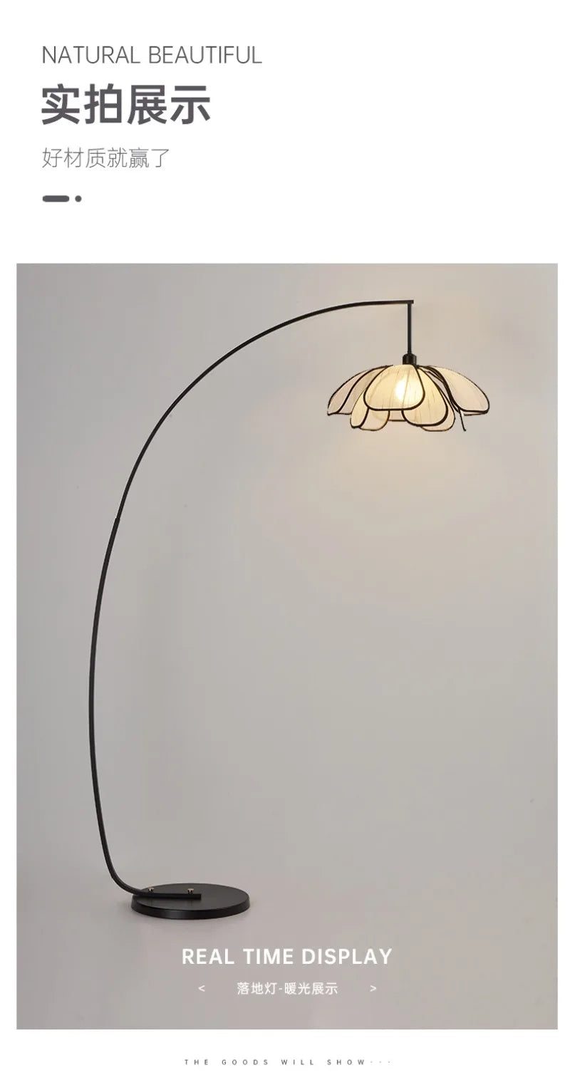Retro Flower Floor Lamp Japanese Style Living Room Bedroom Fishing Light Modern Luxury Creative Home Decoration Accessories