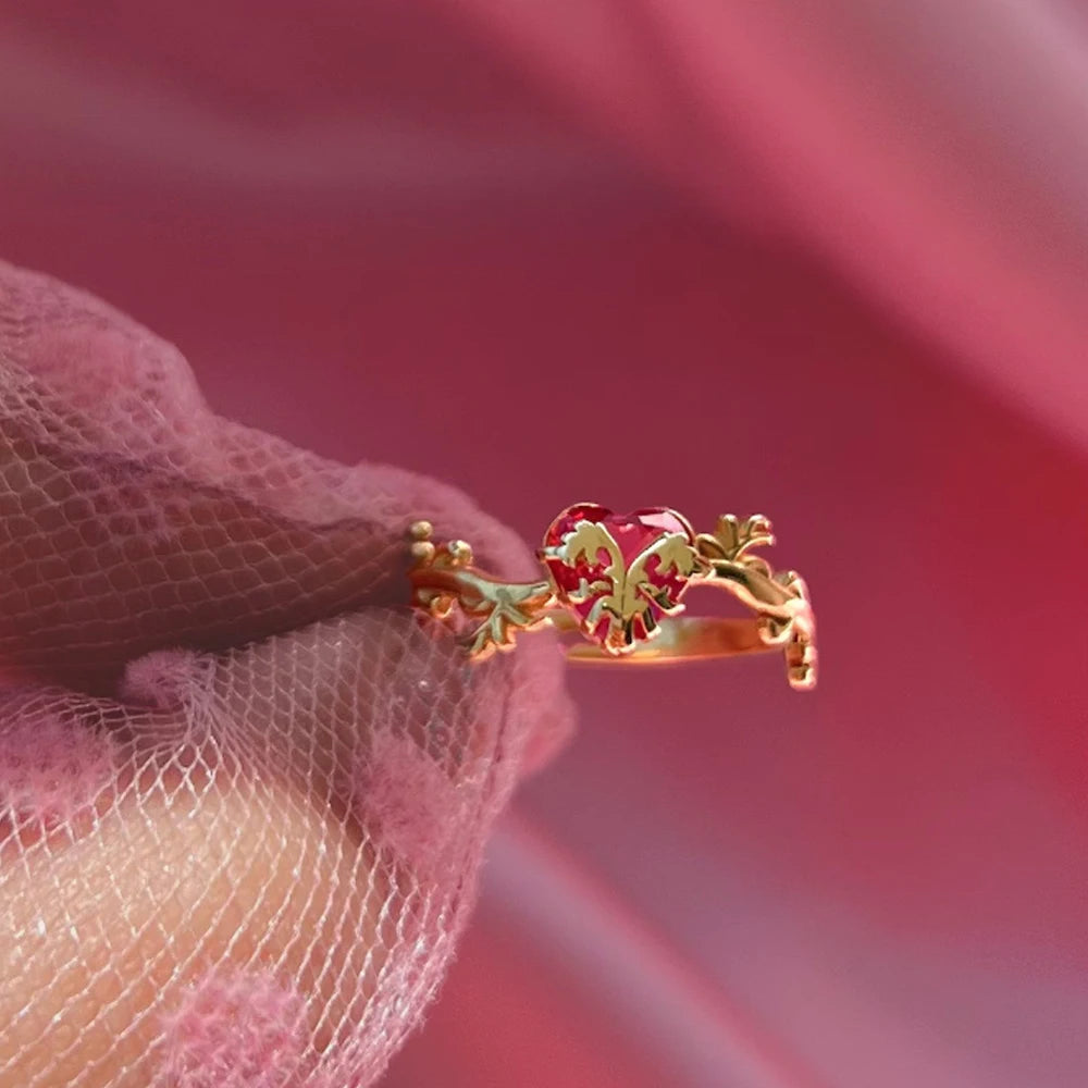 Eraklyon Heart Ring For Women Fashion Wedding Party jewelry Accessories Fairy Inspired Gold Plated Adjustable Rings Gift For Her