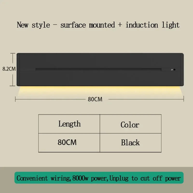 EU US Universal Home Room Movable Power Rail Sliding Track Socket With LED Human Body Induction Light Desktop Mobile Socket