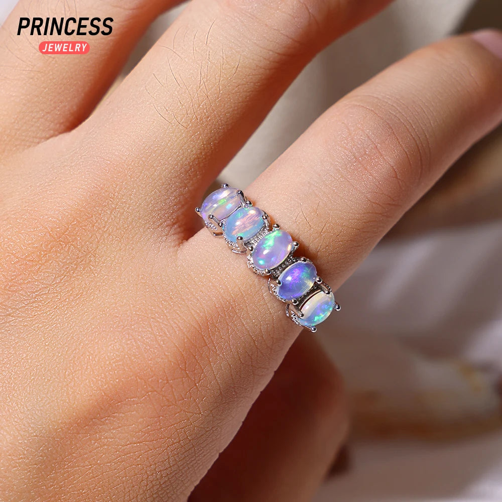 Luxury Opal Oval 925 Silver Finger Ring,