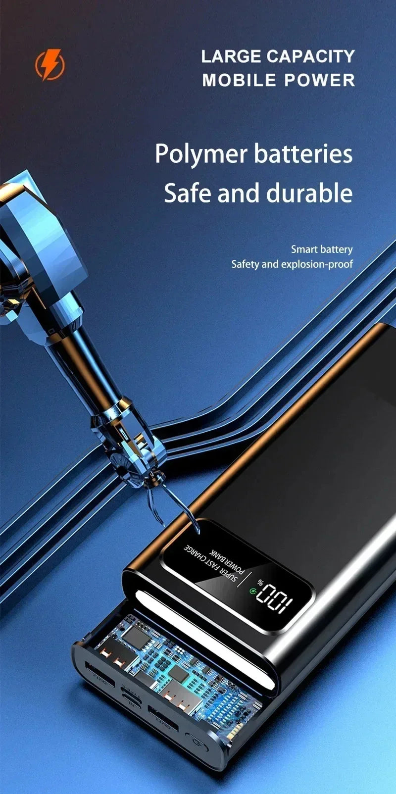 2025 Fast Charging Power Bank 200000mAh Ultra Large Capacity Powerbank 120W Super Charge Portable External Battery LED Display