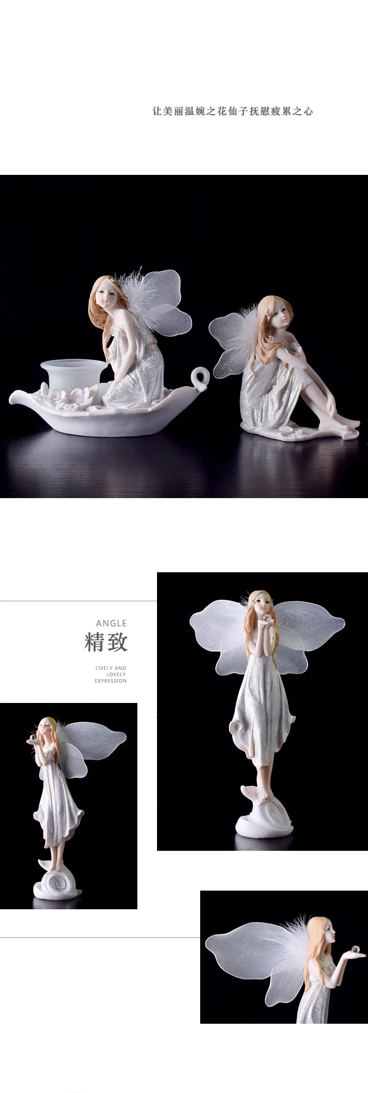 Fairy Beauty Angel Ornaments Resin Doll Cute Girl Wedding Gift Decorative Home Accessories Things For Room Decoration