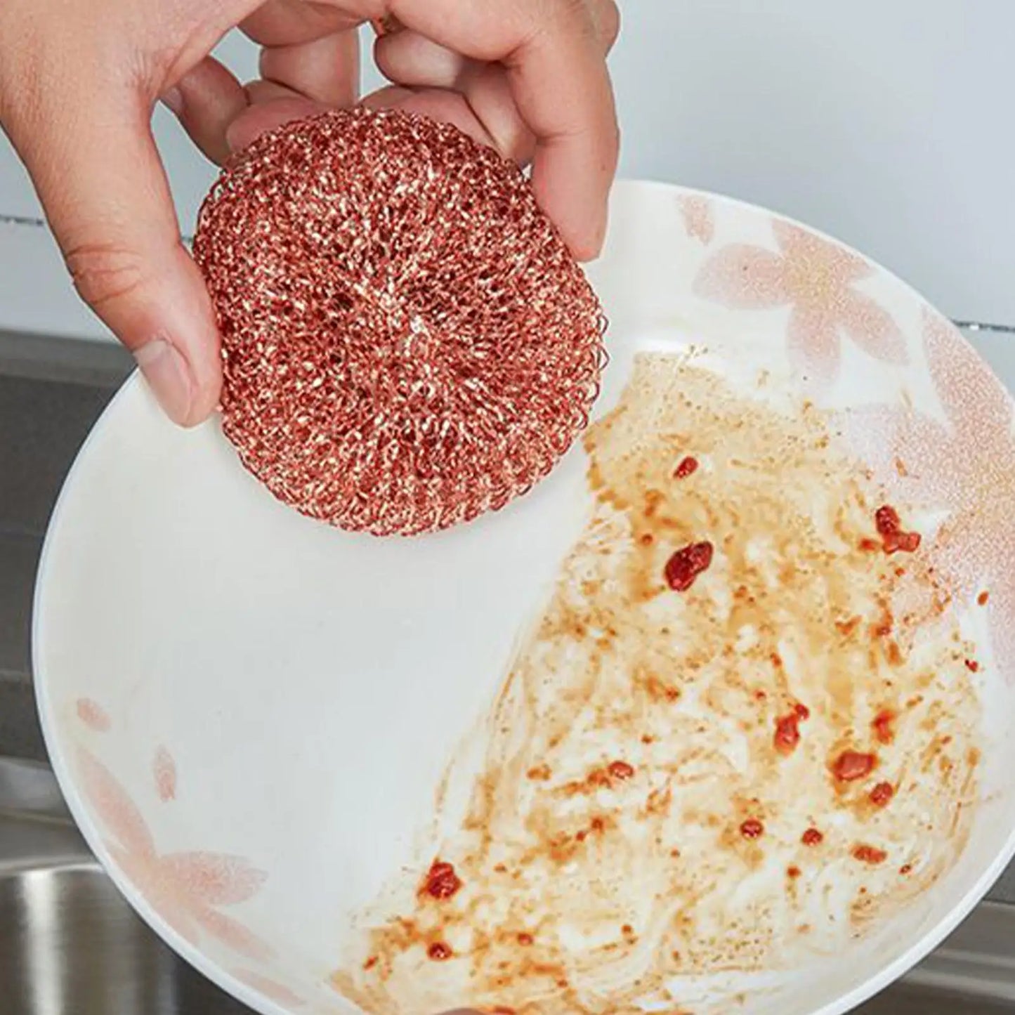 Dishwashing Brush Dish Cleaning Brush Kitchen Scrub Pads 2 Pieces Copper Wire Pot Scrubbers Cleaning Supplies Dishwashing Sponge