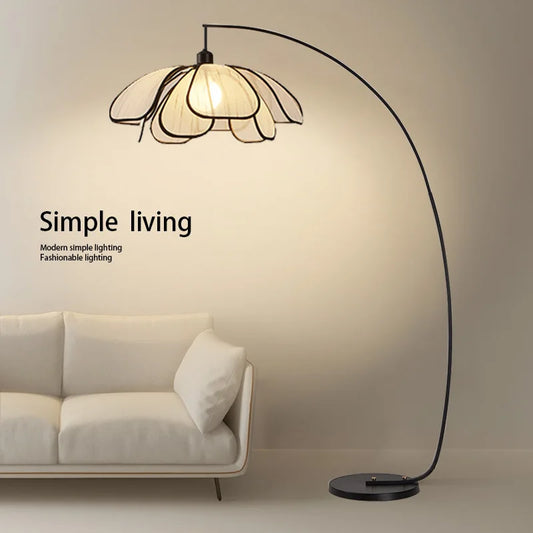 Retro Flower Floor Lamp Japanese Style Living Room Bedroom Fishing Light Modern Luxury Creative Home Decoration Accessories