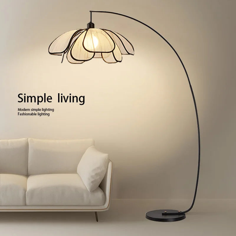Retro Flower Floor Lamp Japanese Style Living Room Bedroom Fishing Light Modern Luxury Creative Home Decoration Accessories