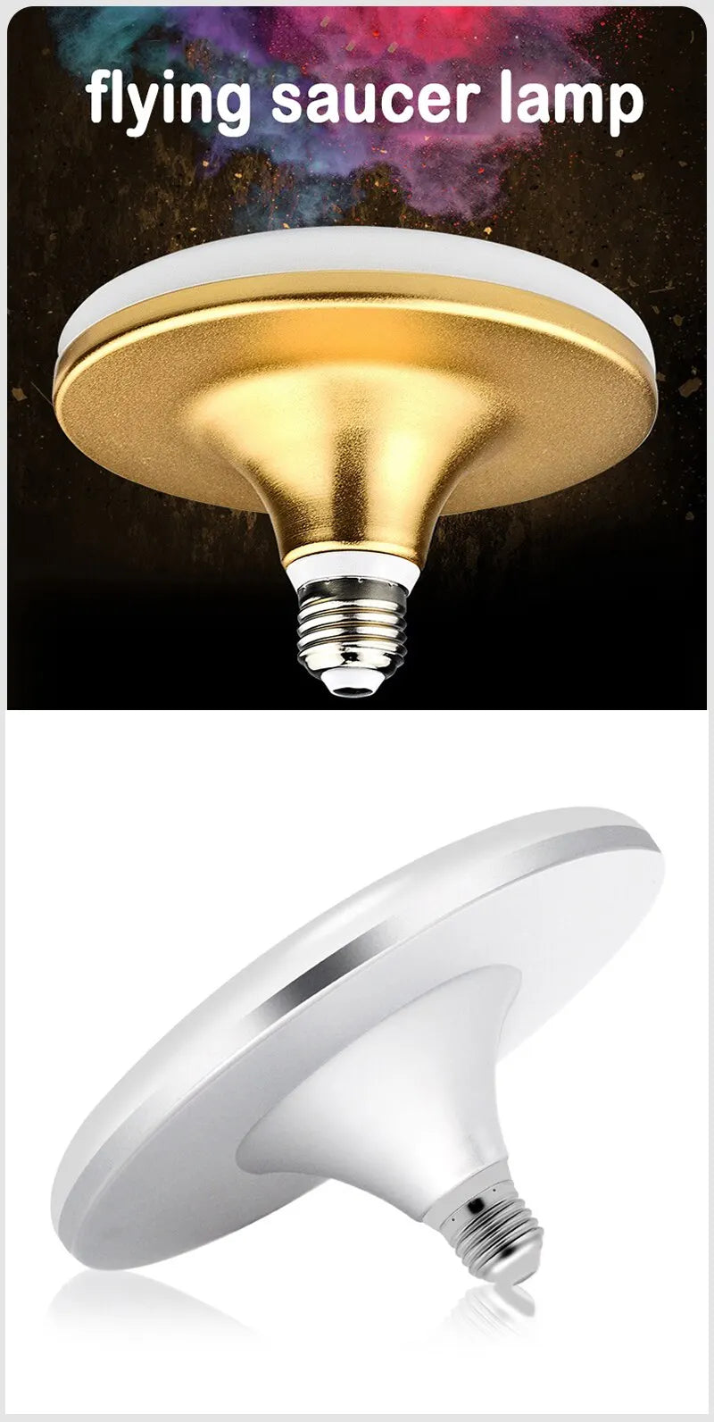 LED Bulb AC 220v E27 Base Household Energy Saving Lamp 15W Indoor Lighting Flying Saucer Light 6500k Ceiling Lamp Garage Light