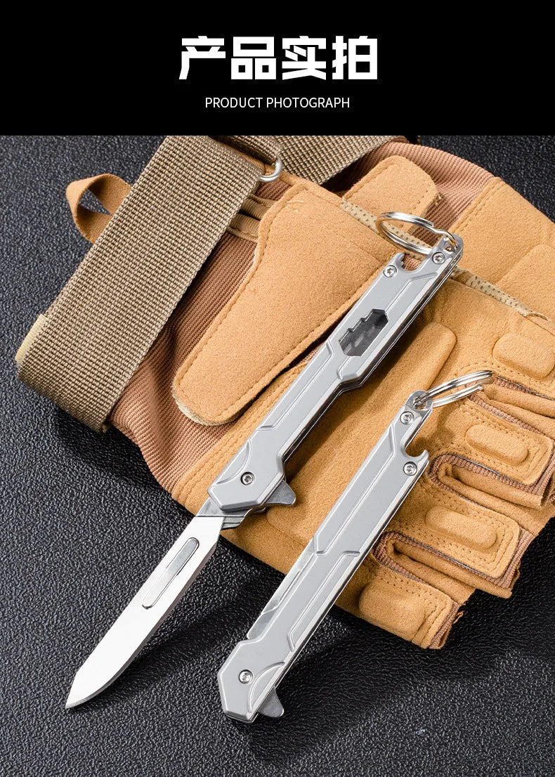 Outdoor Small Tool, All Steel Handle, Manual Knife, Unboxing and Paper Cutting Knife, Titanium Alloy Folding Knife, Cutting Tool