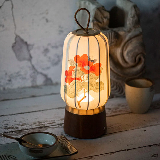 New Fabric Lanterns Portable Table lamp Traditional style Hand Art Drawing decoration Atmosphere Reading Lamp for Tea room