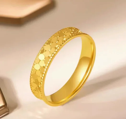 real gold 999 wedding  jewelry fine gold wedding rings for couples 24k pure gold finger ring for lovers