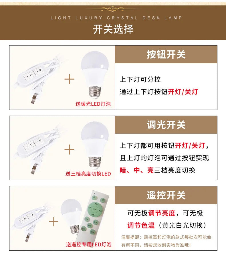 European-Style Crystal Table Lamp Ins Simple Modern Bedroom Warm Romantic Fashion Creative Decorative Bedside Lamp