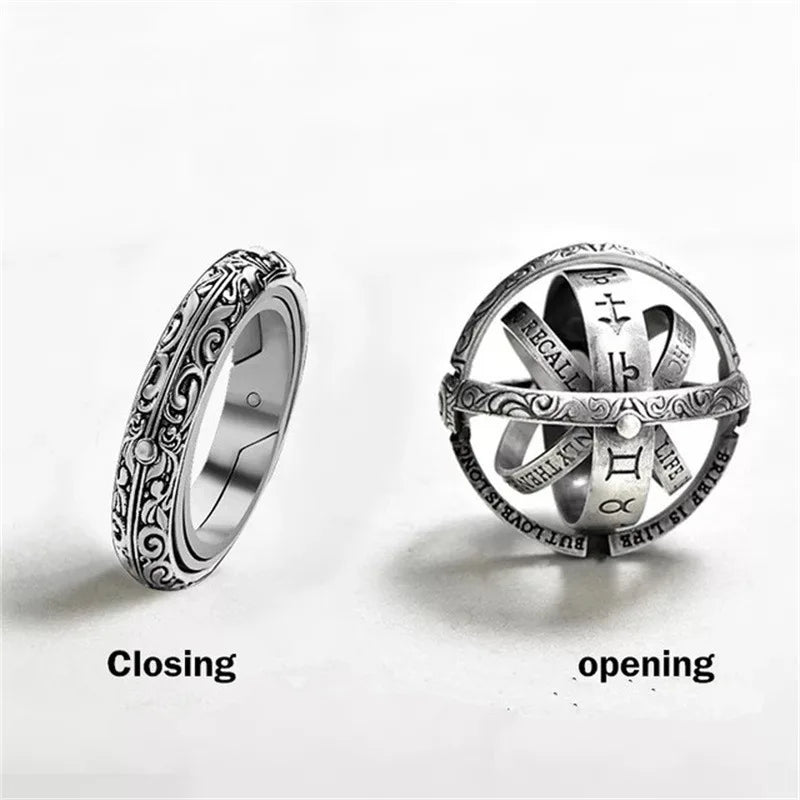 Trendy Openable Astronomical Ball Ring Rotate Sphere Cosmic Planet Choker Rings Couple Ring For Men Women Jewelry Creative Gift