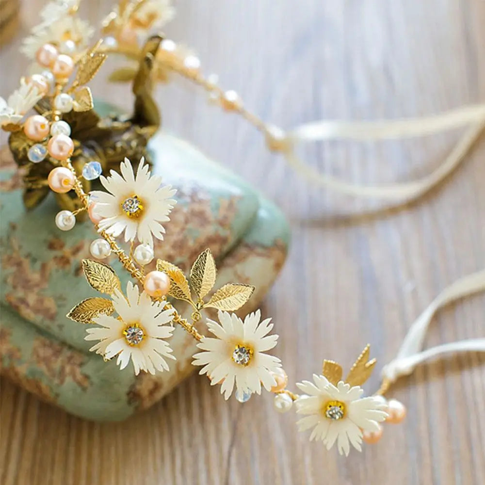 Ribbon Daisy Flower Bridal Hairband Tiaras Headband Garlands