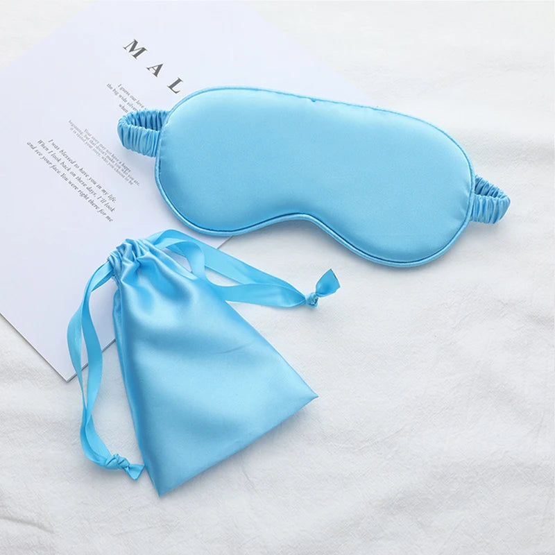 Silk Sleeping Eye Mask with Carrying Pouch Bag Travel Sleep Eyeshade For Women Man Nap Cover Comfortable Eye Patch Help Rest