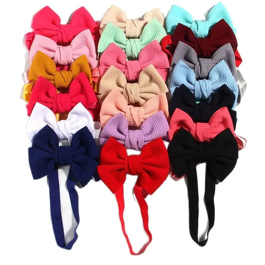 11cm 4.3" Fashion Seersucker Waffle Hair Bows With Headbands For Women Girls Kids Headwear Headband Hair Accessories