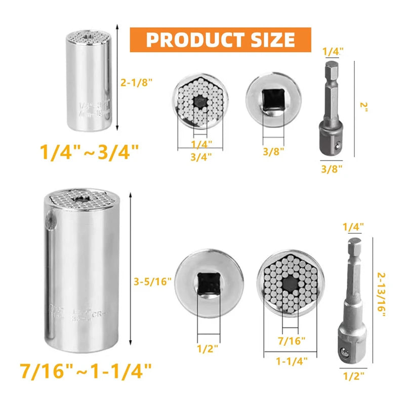 Universal Socket Set (11-32 mm 7-19 mm) Super Socket for unscrewing any bolts Multi-purpose Universal Socket Tool Kit
