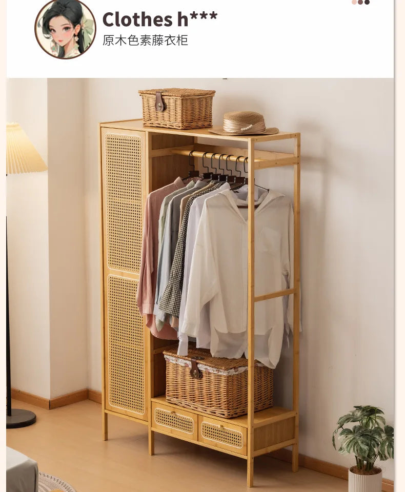 Display Wardrobe Single Sliding Door Wardrobe Closet Clothes Storage Cabinet Bedroom Room Set Wooden Locker Coat Household Items