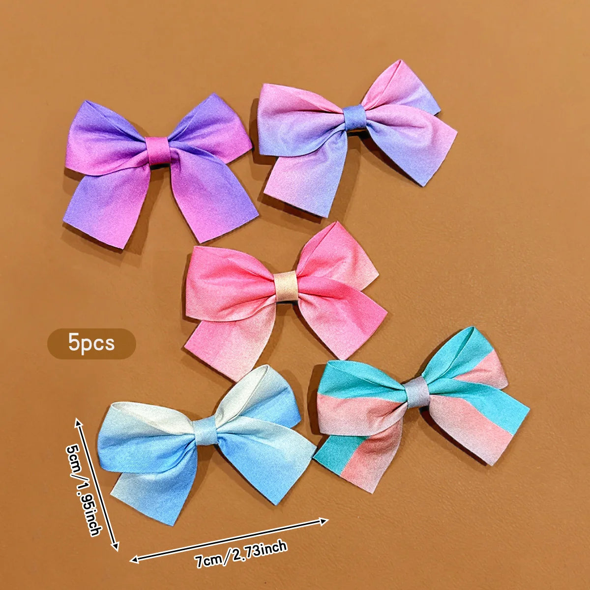 5 colorful bow hair clips, cute and fashionable fabric hair accessories suitable for daily use