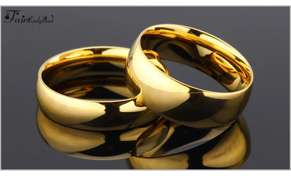 FairLadyHood Simple Rose Gold Rings For Men Women Plate With Silver Color Ring Stainless Steel Rings Jewelry Wedding Ring Couple