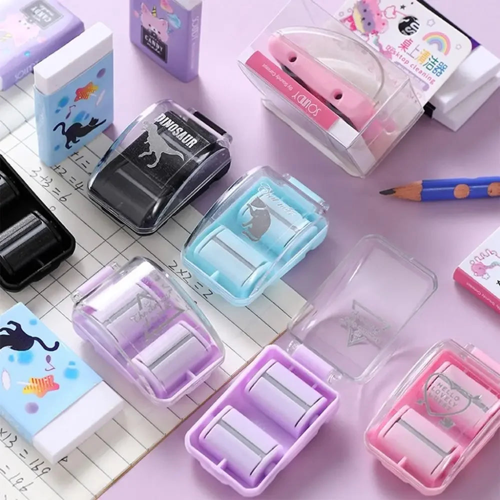 Mini Eraser Crumb Collectors✨ Portable Desktop Vacuum Cleaner With Cute Eraser Manual Desktop Sweeper Students Gift School Office🎁✨