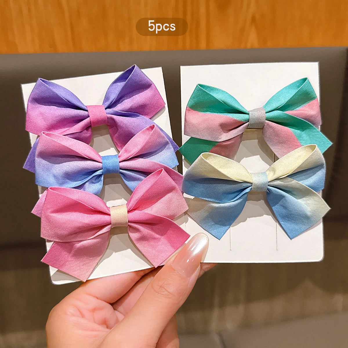 5 colorful bow hair clips, cute and fashionable fabric hair accessories suitable for daily use