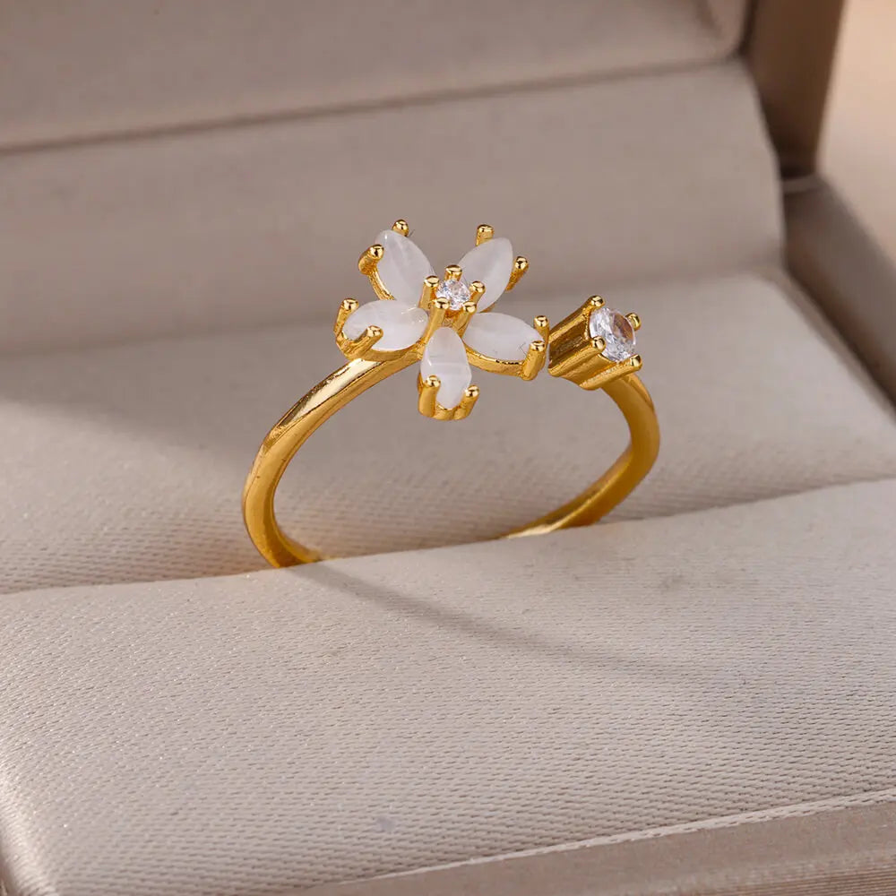 Opal Flower Gold Filled Rings (dainty)