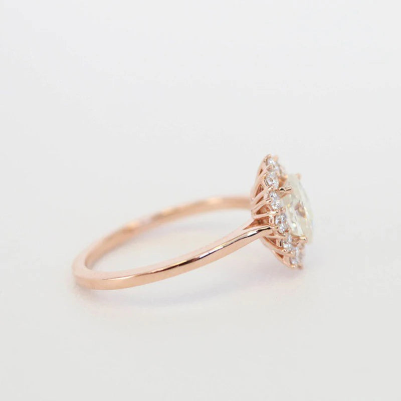 Opal Zircon Rings For Women Classic Egg-Shaped Rose Gold Color Big Wedding Engagement Ring Fashion Jewelry For Gift KCR237