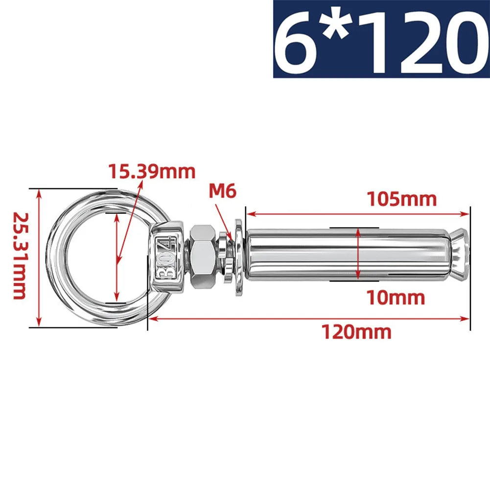 Eye Screws 304 Stainless Steel Construction Sites 100mm 15 Sizes Available Complete Size Range Lengthened Design