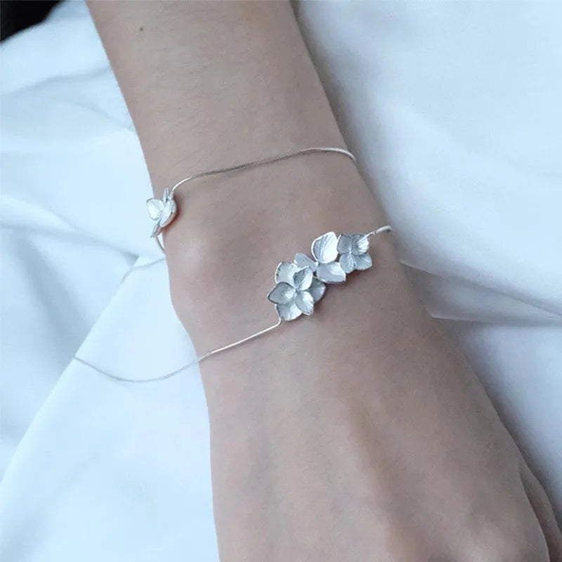 S925 Sterling Silver Necklaces For Women Simple Chain Fashion Minimalist Pendant Necklaces Flower Necklace Birthday Gift