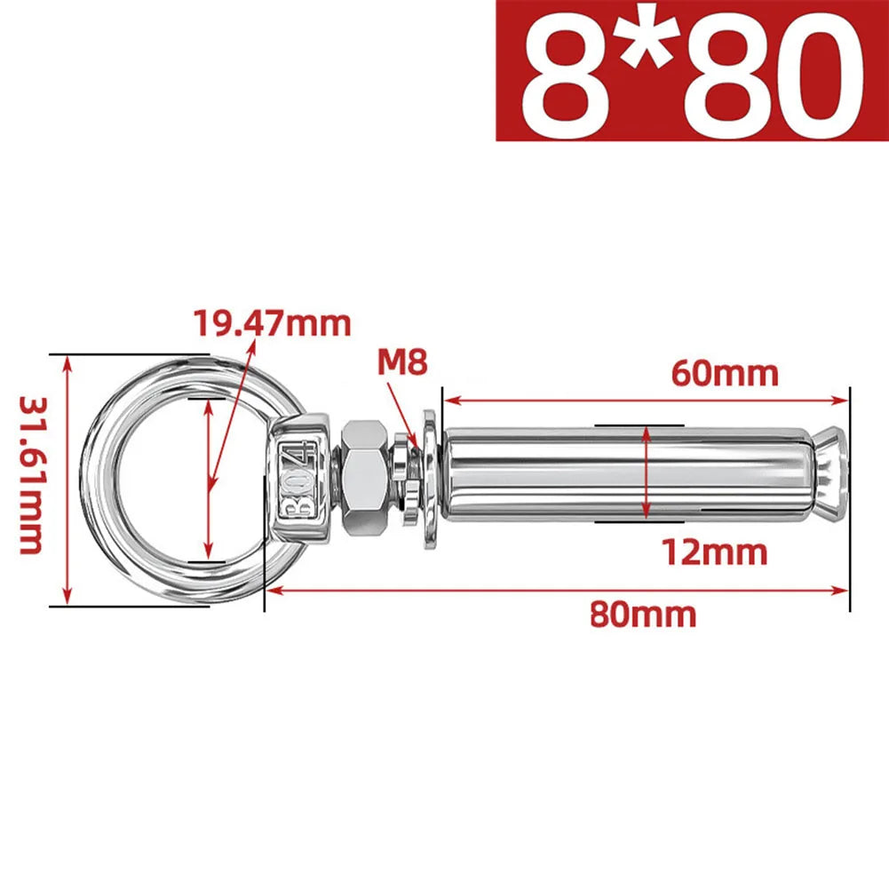 Eye Screws 304 Stainless Steel Construction Sites 100mm 15 Sizes Available Complete Size Range Lengthened Design