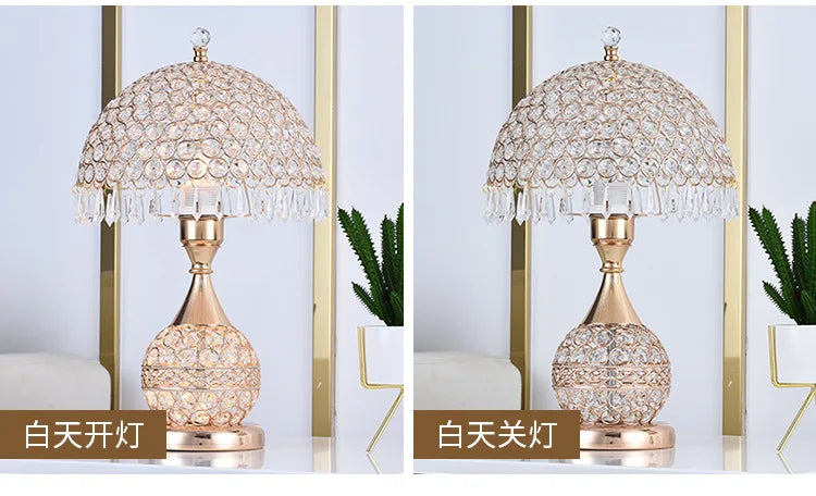 European-Style Crystal Table Lamp Ins Simple Modern Bedroom Warm Romantic Fashion Creative Decorative Bedside Lamp