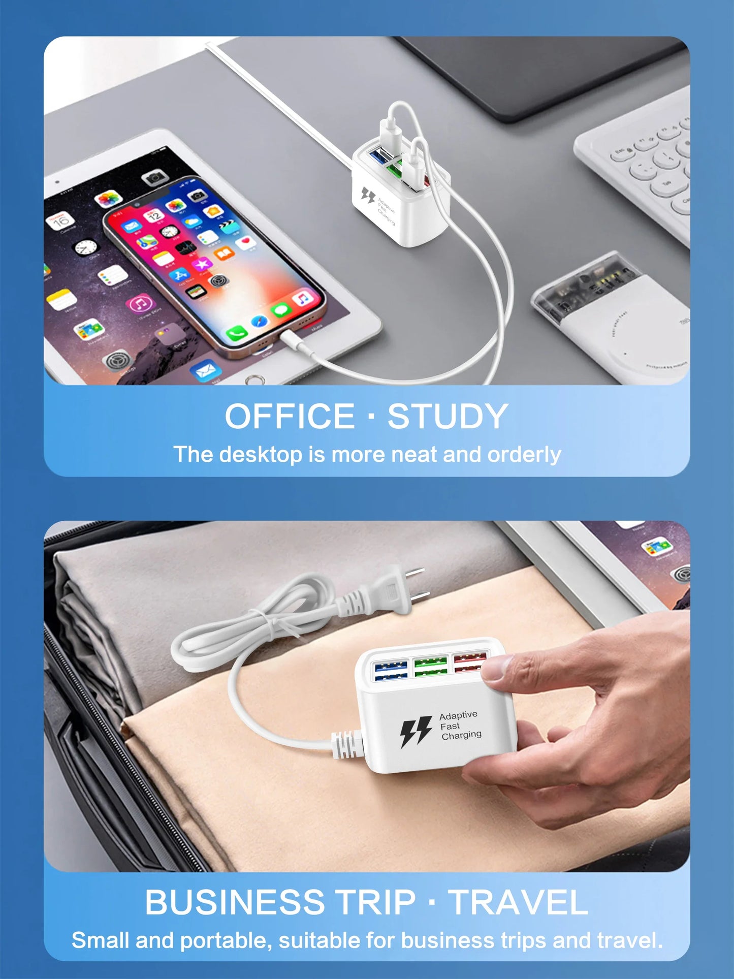 Universal Power Strip Electric Socket 6 USB Ports Multifunction Extension Cable Table Socket EU US Plug Phone Charger Adapter