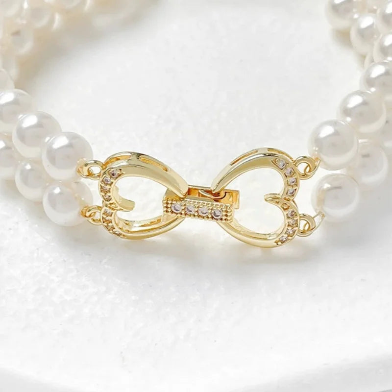 1 Piece Jewelry Making Connecting Buckle Accessories Heart-shaped Double Circle DIY Pearl Necklace Bracelet Multifunctional Lock