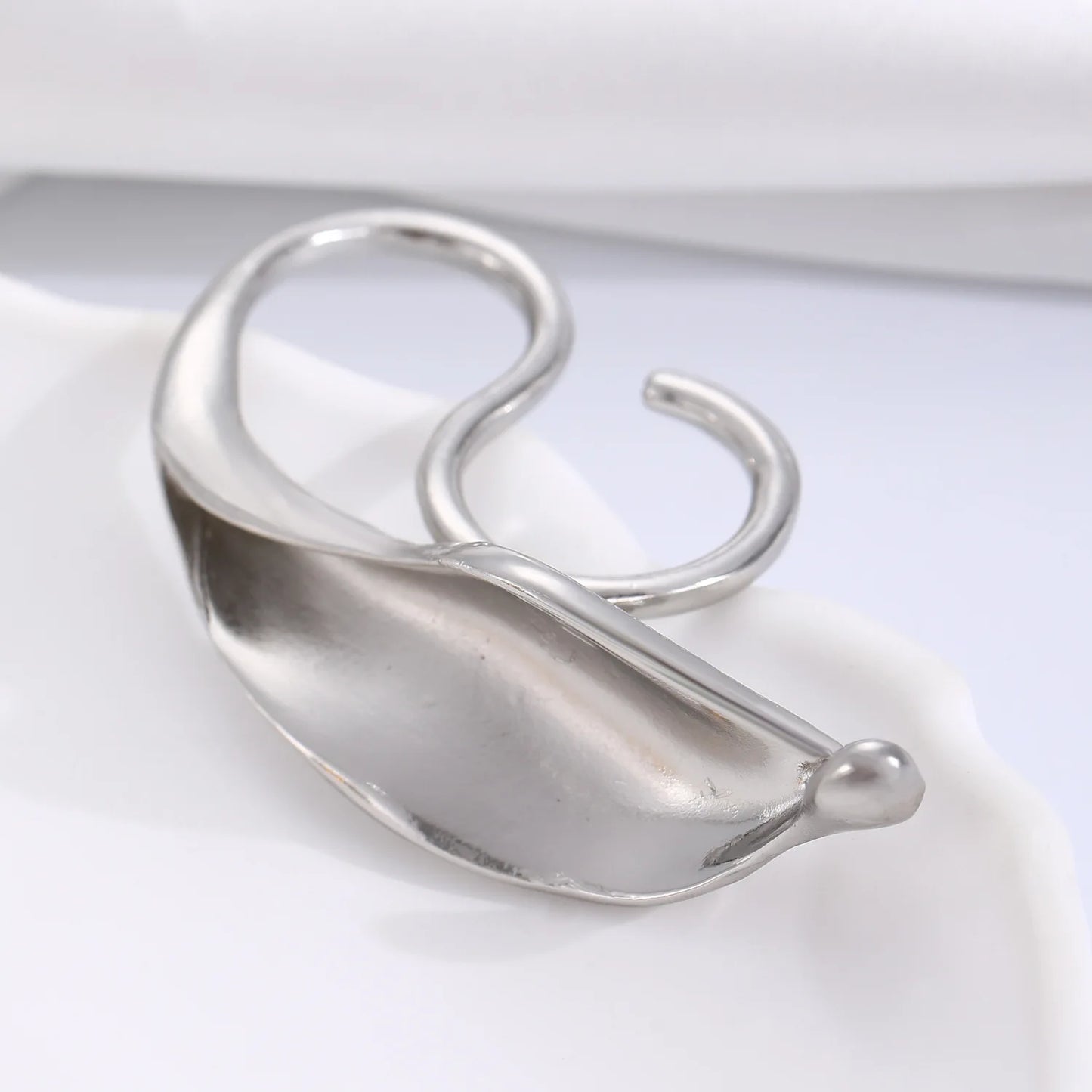 Exaggerated Geometric Frosted Large Leaf Shaped Rings Gothic Gold Silver Color Large Irregular Ring Jewelry Accessories